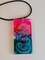 Handmade Pink and Teal Resin Rectangle Pendant Necklace product 1